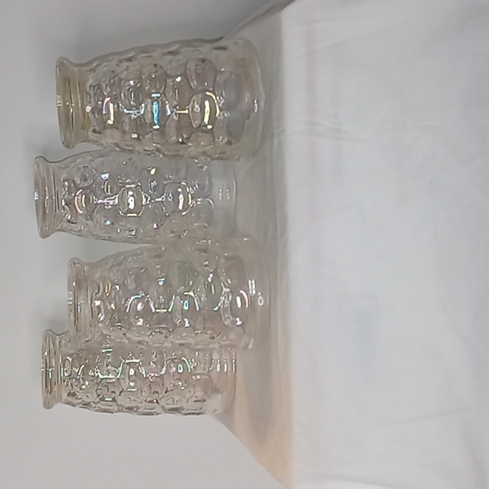 𝅺vintage Federal Thumbprint Carnival Glasses Set of 4 Tumbler Cup
